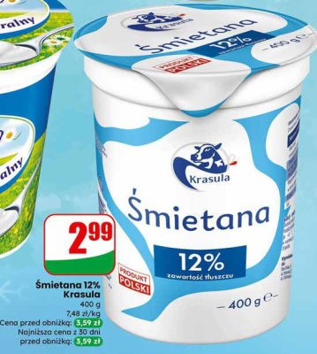 Śmietana 12% Krasula promocja w Dino