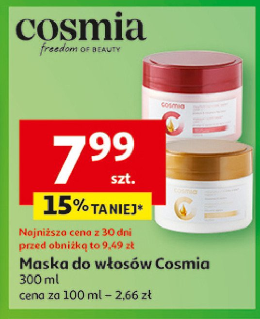 Maska do włosów expert color Cosmia promocja w Auchan