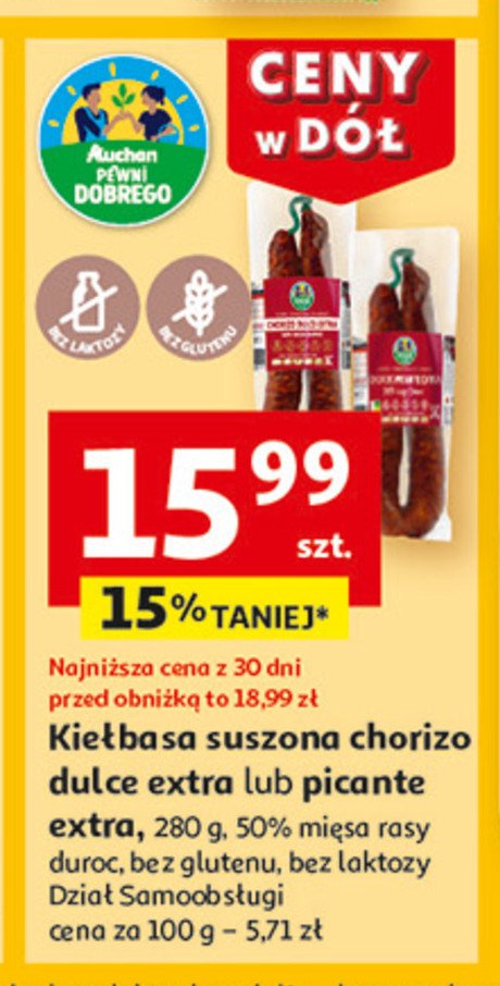 Chorizo picante extra Auchan pewni dobrego promocja w Auchan