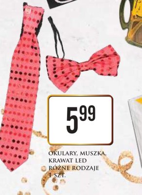 Okulary, muszka, krawat LED różne rodzaje 1 szt. promocja w Dino