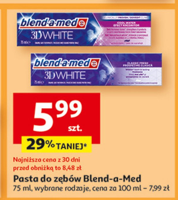 Pasta do zębów cool water Blend-a-med 3d white promocja