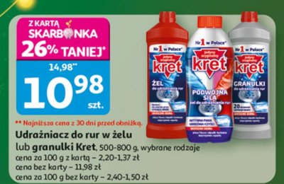 Środek czyszczący do rur w żelu lub granulki Kret promocja w Auchan
