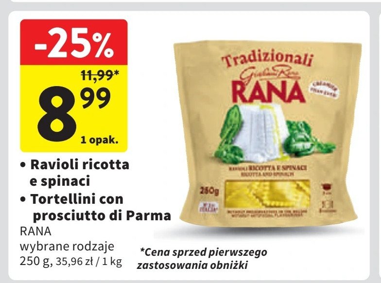 Ravioli z ricottą i szpinakiem Giovanni rana promocja w Intermarche