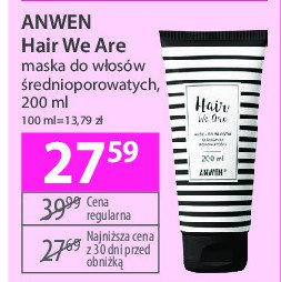 Maska do włosów średnioporowatych hair we are Anwen promocja