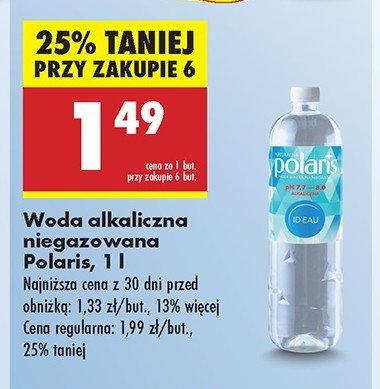 Woda alkaliczna Polaris id'eau promocja w Biedronka