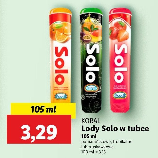 Lód tropikalny Koral solo promocja w Lidl