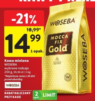 Kawa mielona WOSEBA Mocca Fix Gold promocja w Intermarche