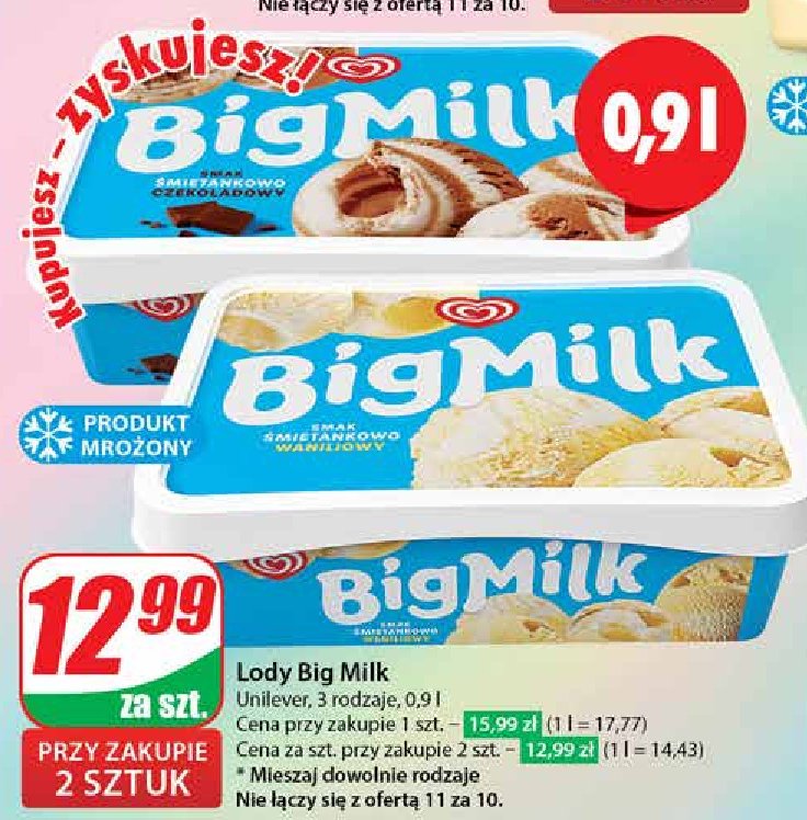 Lody vanilla Algida big milk promocja