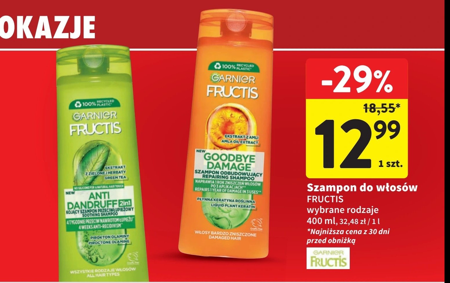 Szampon przeciwłupiezowy Garnier fructis anti dandruff promocja