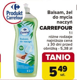 Balsam płyn do mycia naczyń z aloesem Carrefour promocja w Carrefour Market