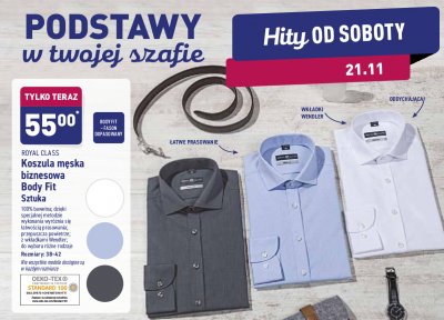 Koszula m臋ska biznesowa body fit 38-42 Royal class Royal class selection promocja