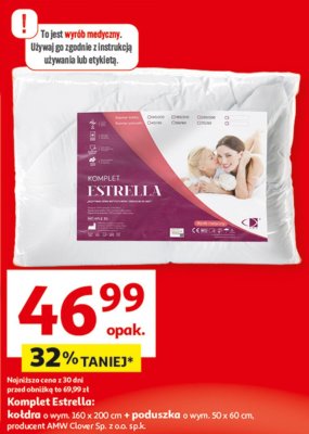 Komplet Estrella: kołdra 160 x 200 cm + poduszka 50 x 60 cm promocja w Auchan