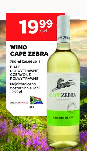 Wino CAPE ZEBRA CHENIN BLANC promocja
