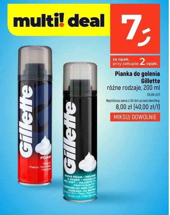 Pianka do golenia do skóry wrażliwej Gillette foam promocja w Dealz