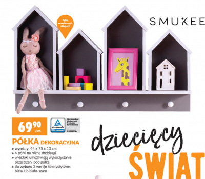 P贸艂ka dekoracyjna 44 x 75 x 10 cm Smukee promocja