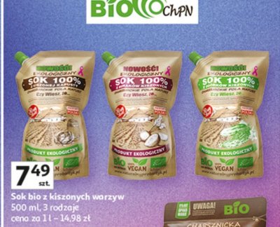 Sok bio z łuszcznych warzyw 500 ml, różne rodzaje promocja w Auchan