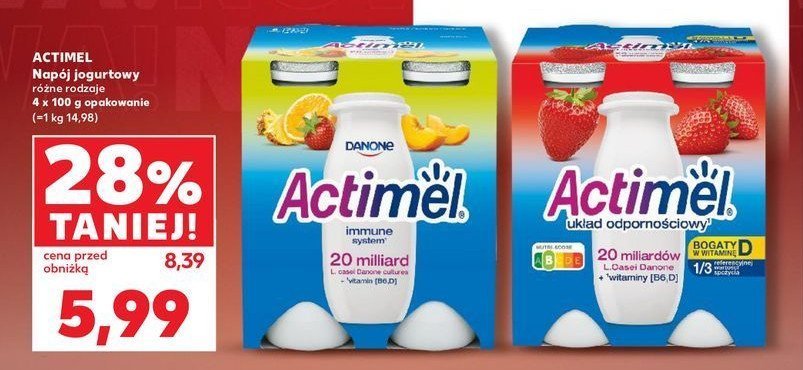Jogurt Actimel truskawkowy promocja w Kaufland