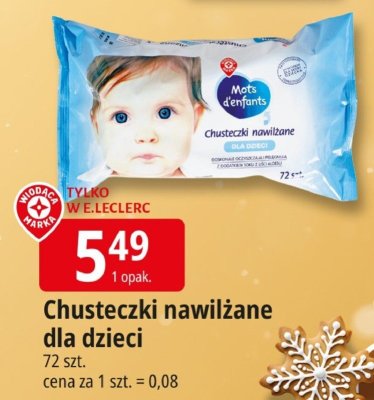 Chusteczki nawilżane dla dzieci promocja w Leclerc