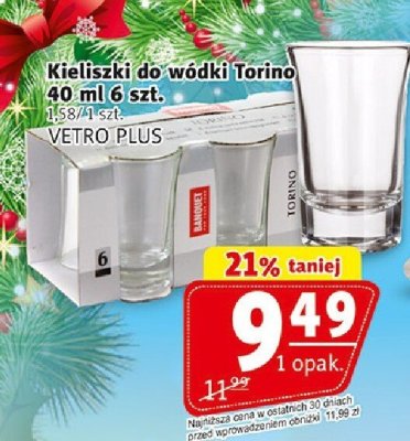 Kieliszki do wódki Torino 40 ml 6 szt. promocja w Prim Market