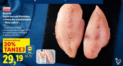 Filet z piersi kurczak Biesiadny z chowu bez antybiotyków promocja w Lidl