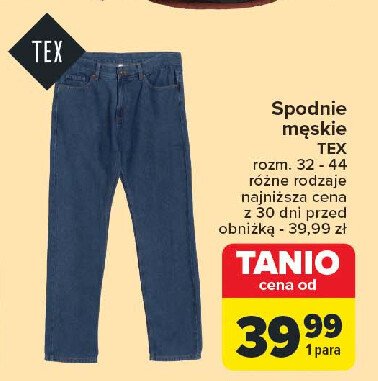 Spodnie męskie 32-44 Tex promocja w Carrefour