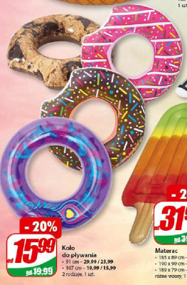 Koło do pływania ciastko 91 cm promocja