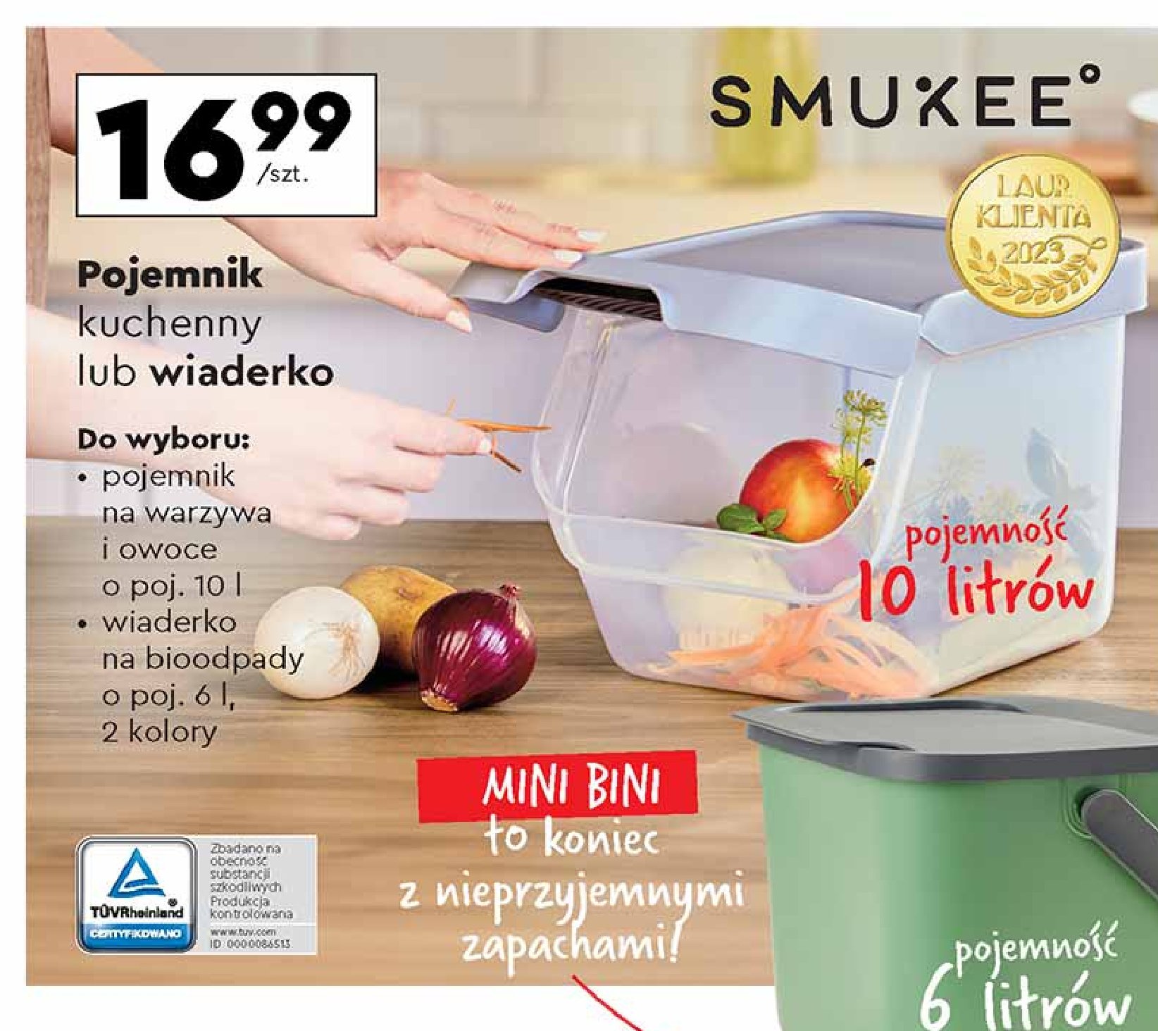 Pojemnik kuchenny na warzywa i owoce 10 l Smukee promocja