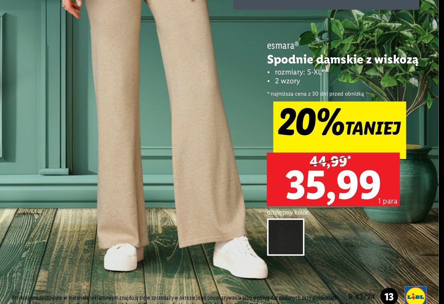 Spodnie damskie z wiskozą s-xl Esmara promocja w Lidl