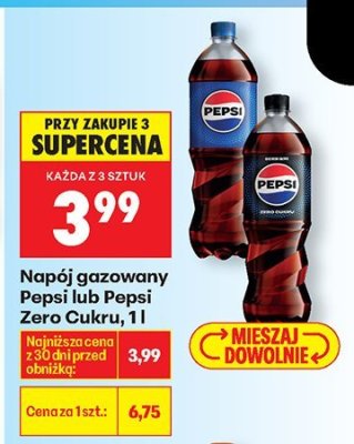 Napój gazowany Pepsi Zero 1 l promocja w Biedronka