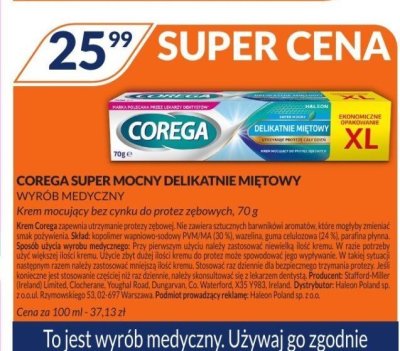 Krem mocujący do protez Super Mocny Delikatnie Miętowy promocja w DOZ.PL