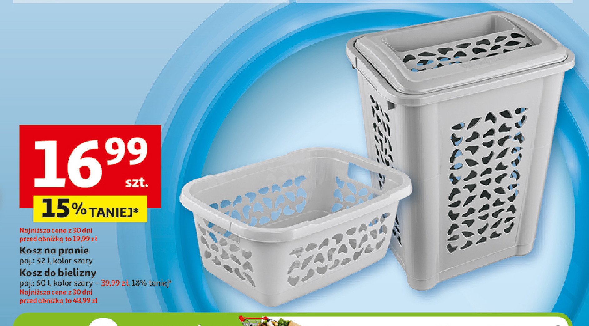 Kosz na pranie 32 l promocja w Auchan