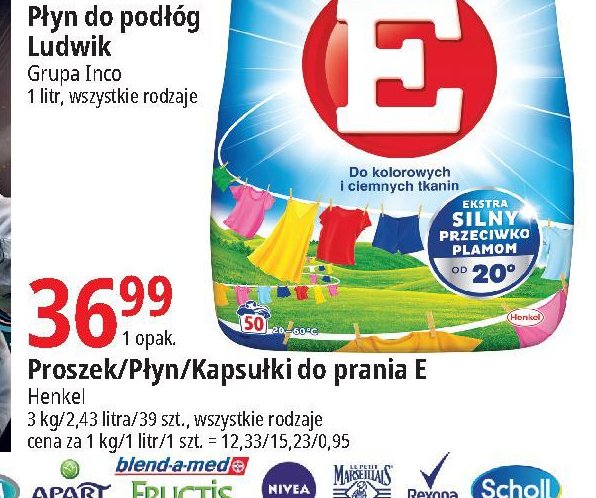 Proszek do prania do kolorowych i ciemnych tkanin E promocja