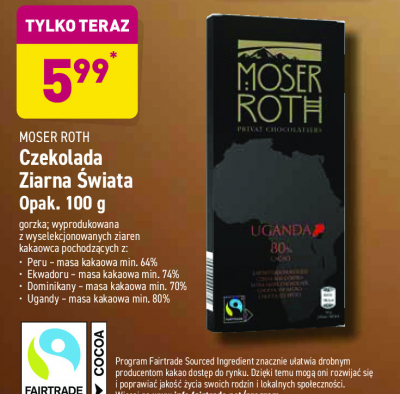 Czekolada gorzka 74% kakao ekwador Moser roth promocja