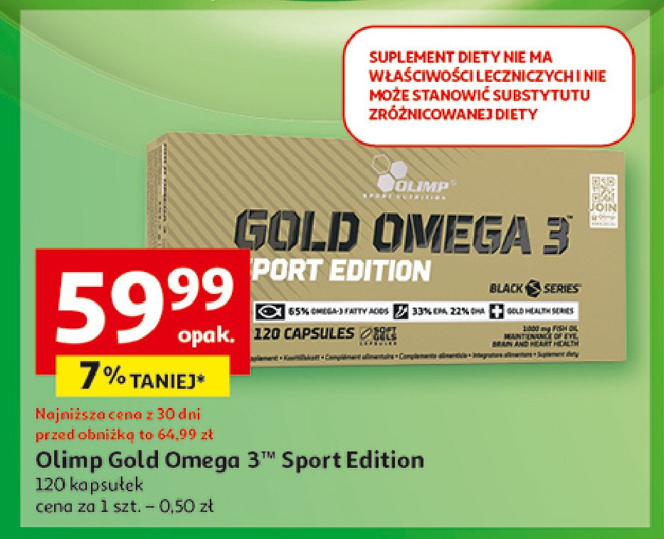 Kapsułki wspomagające układ nerwowy Olimp labs gold omega 3 promocja w Auchan