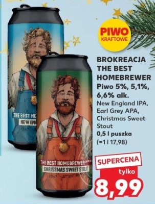 Piwo Brokreacja The Best Homebrewer 5%, 5,1%, 6,9% alk. New England IPA, Earl Grey APA, Christmas Sweet Stout promocja w Kaufland