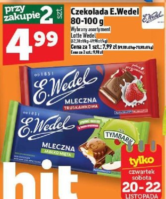 Czekolada E.Wedel 80-100 g promocja w TOPAZ