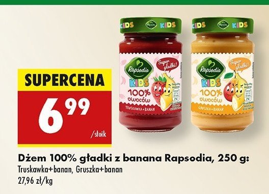 Dżem gruszka-banan Rapsodia 100% owoców promocja w Biedronka