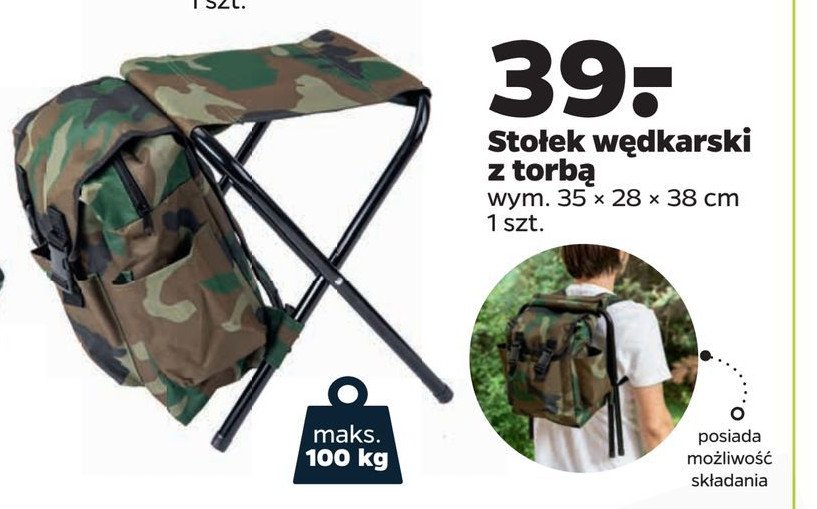 Stołek wędkarski z torbą 35 x 28 x 38 cm promocja
