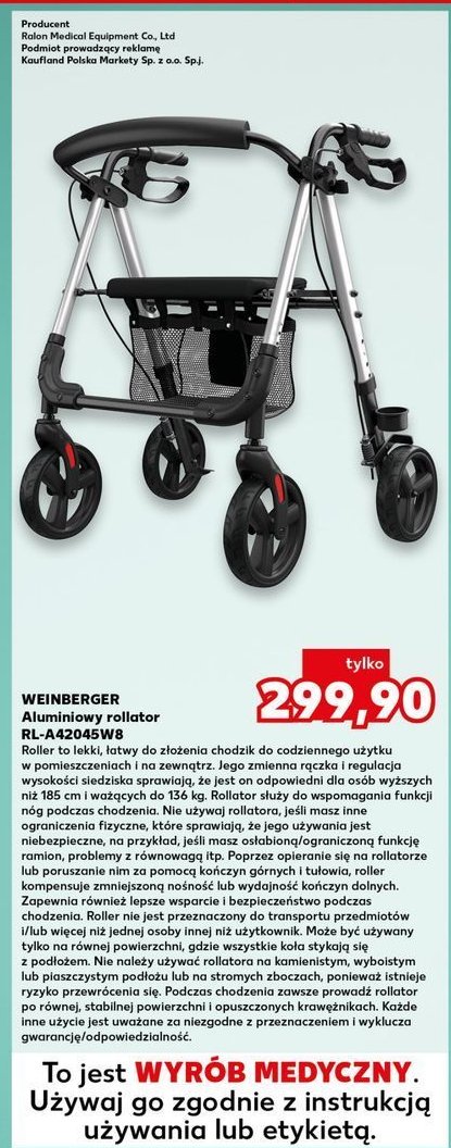 Balkonik rl-a4205w8 Weinberger promocja w Kaufland