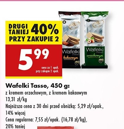 Wafelki z kremem kakaowym Tasso promocja w Biedronka