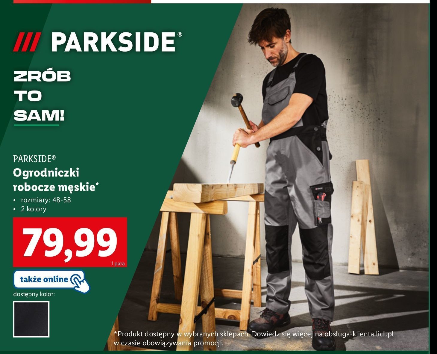 Ogrodniczki robocze rozm. 48-58 Parkside promocja