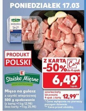 Mięso na gulasz z szynki wieprzowej Stoisko mięsne promocja w Kaufland