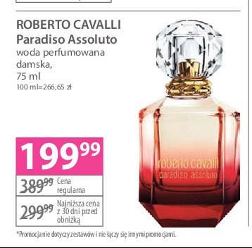 Woda perfumowana Roberto cavalli paradiso assoluto promocja