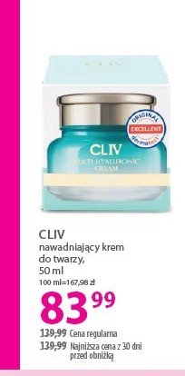 Nawadniający krem do twarzy z kwasem hialuronowym CLIV MULTI HYALURONIC promocja w Hebe