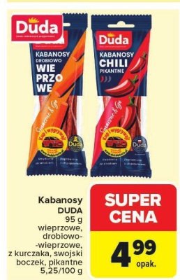 Kabanosy DUDA wieprzowe, drobiowo-wieprzowe 95 g promocja w Carrefour Market