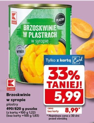 Brzoskwinie w syropie plastry 490/820g puszka promocja w Kaufland