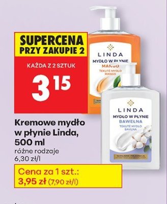 Kremowe mydło w płynie Linda, 500 ml, różne rodzaje promocja w Biedronka