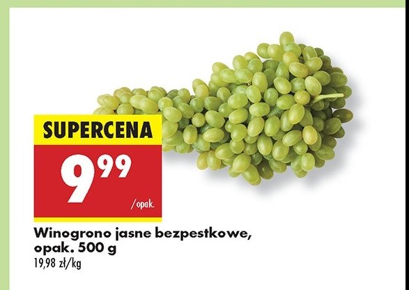 Winogrona jasne bezpestkowe promocja w Biedronka
