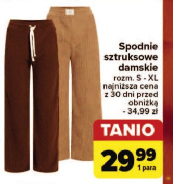 Spodnie sztruksowe damskie s-xl promocja w Carrefour Market