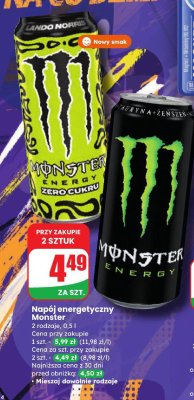 Napój energetyczny Zero Cukru promocja w Dino